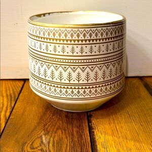 Napco Imports Gold/White Trees Ceramic Planter